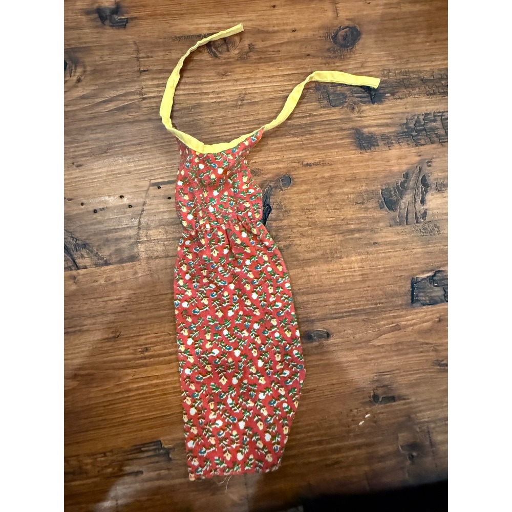 Mattel 1979 Barbie Best Buy Dress #2767 Red Cotton Halter-Style Maxi Dress